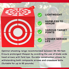 ShinyRelief archery target with handles simplifies transport and setup.