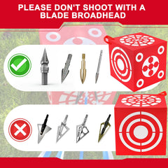 ShinyRelief red-and-white target with 21 bullseyes aids aiming accuracy cues.