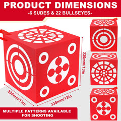 ShinyRelief cube target tilted side angle highlights six-sided design for versatile shooting.