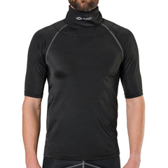Side view highlights integrated neck guard for mobility without sacrificing protection.