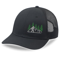 Main view of SHOHELL Bigfoot Trucker Hat in black