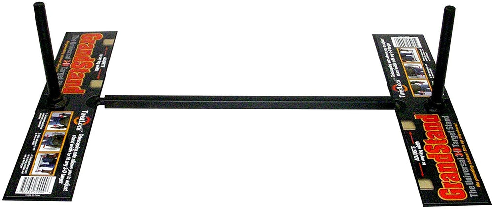 Shooter Grandstand side view shows universal fit for 3D archery targets and easy adjustment.