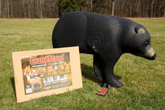 Shooter Grandstand with target-on-stand shows quick, stable 3D target mounting.