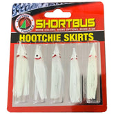 Shortbus Flashers Hootchie Skirt Glow close-up; soft PVC lure with lifelike eyes attracts big fish
