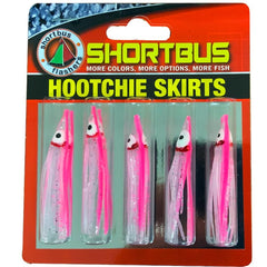 Shortbus Flashers hootchie skirt pink clear shows lifelike action for salmon trolling.