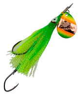 Shortbus Flashers squid skirt tinsel spinner UV copper attracting multiple species.