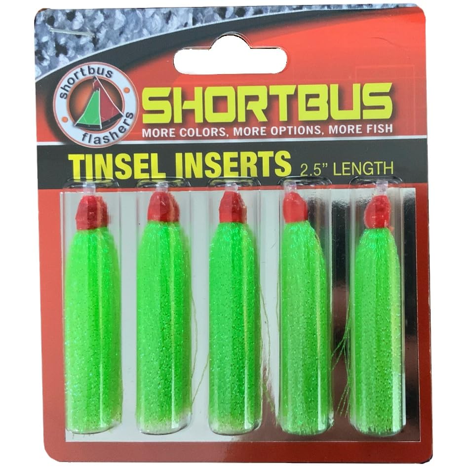 Shortbus Flashers tinsel insert green adds flash to lures and attracts salmon and trout.