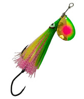 Shortbus Squid Skirt Tinsel Spinner UV Tequila Sunrise boosts visibility for multi-species fishing