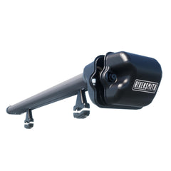 Shortcut River Quiver fly rod roof transport rack in gunmetal holds two halves of a 5 ft 2 in rod.