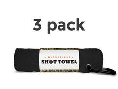 Shot Towel Midnight Black nap fabric closeup: ultra-soft microfiber for comfortable touch and quick drying.