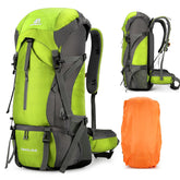 ShowyLive 70L hiking backpack main compartment organized for adventure travel