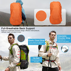 ShowyLive 70L hiking backpack shoulder phone pocket for easy access