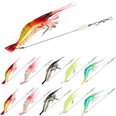 Ten-piece soft plastic shrimp lure set displayed together
