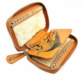 shrxy fly fishing sequin wallet exterior in cowhide leather for durable on-water use