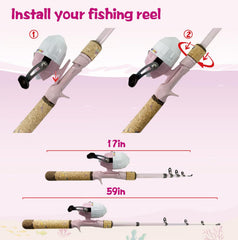 Close-up of kids fishing reel and soft cork grip