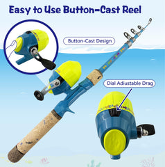 Bright colorful fishing pole design with cork grip