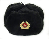 SIBERHAT ushanka black faux fur close-up for warm winter wear.
