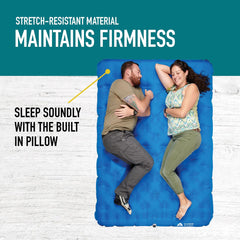 Sierra Designs airbed uses quiet top fabric to reduce noise and wear.
