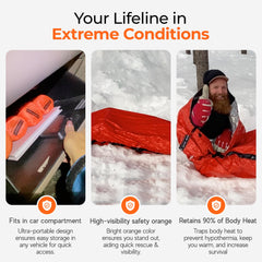 Sierra Madre Emergency Sleeping Bag full-coverage fit for varied body sizes.