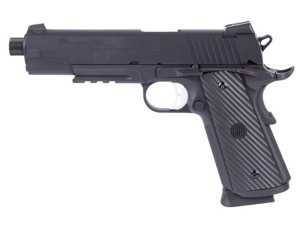 Sig Sauer 1911 TACOPS airgun side view showing compact design for quick handling.