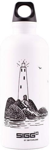 SIGG Moomin Lighthouse bottle 0.6L with cap close-up showing secure leak-proof lid for on-the-go hydration.