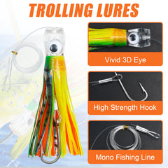 SILANON trolling lures 6in with 3D eyes for realistic predator appeal
