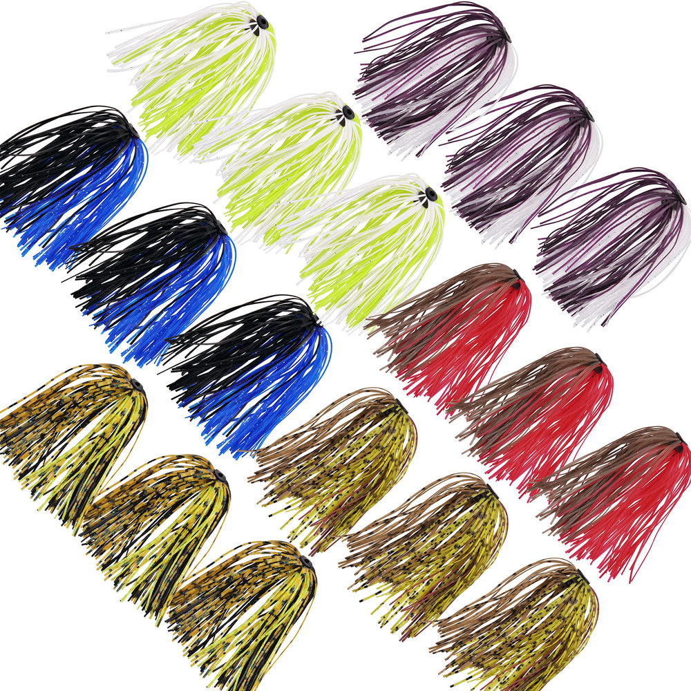 Assorted silicone jig skirts for bass fishing