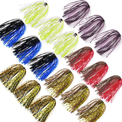 Assorted silicone jig skirts for bass fishing