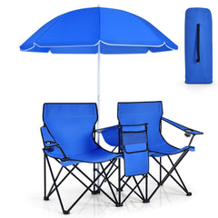 SILKYDRY double chair with canopy blue offers shaded seating for two outdoors.