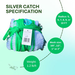 Silver Catch cast net chain bottom enhances sinking and stability during throws