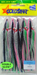 Silver Horde GoldStar squid lure in green/pink/black for salmon trolling with high visibility