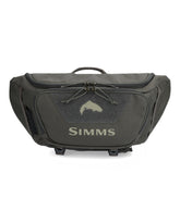 Simms Tributary Hip Pack Basalt front view with durable storage for daily adventures.