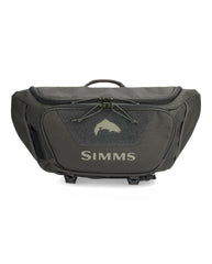 Simms Tributary Hip Pack Basalt front view with durable storage for daily adventures.