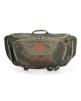Simms Tributary Hip Pack Regiment olive drab front view showing organized storage for on-water access