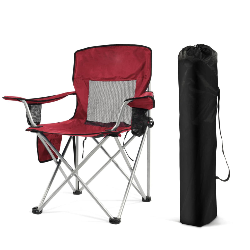 Simple Deluxe outdoor chair closed for compact transport and storage.