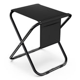 Simple Deluxe camping stool folded compact for easy transport.