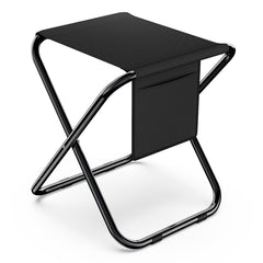 Simple Deluxe camping stool folded compact for easy transport.