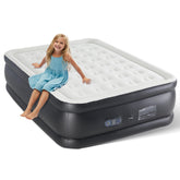 Simple Deluxe queen air mattress pump: quick inflate for trips or guests.