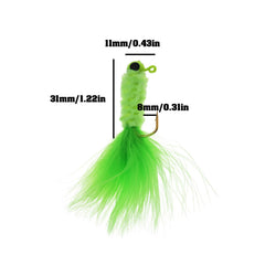 Pink 1/8oz jig head with feather hair