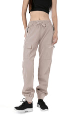 Singbring women's fleece-lined cargo pants front view for warm outdoor activities
