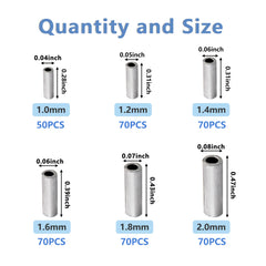 Aluminum single-barrel crimp sleeve 1.2mm - 70pcs