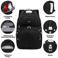 SINVICKO cooler backpack upper dry compartment helps separate snacks from drinks.