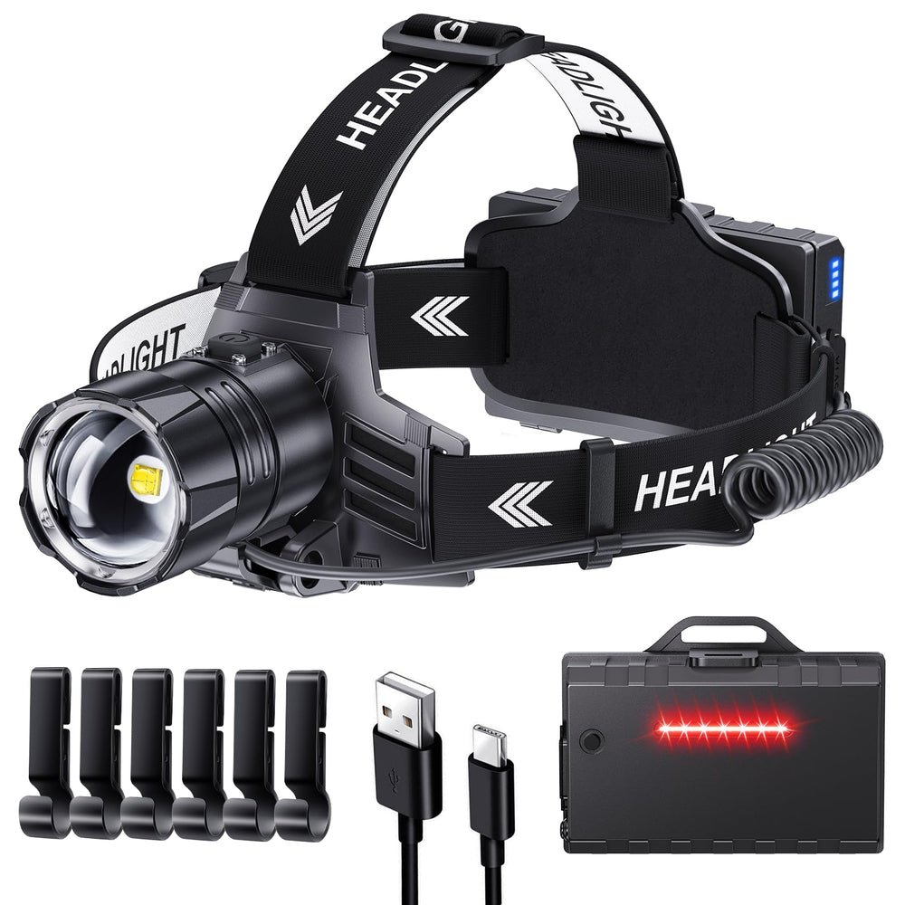 Sinvimes 4000 headlamp front view showing bright beam for outdoor adventures