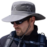 Sireck fishing hat back view in grey with UPF50+ wide brim