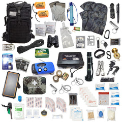 Sirius Survival 72-hour kit interior showcasing ready-to-go supplies for two people.