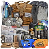 Sirius Survival bugout backpack front view, rugged tan 50L pack for disaster preparedness.