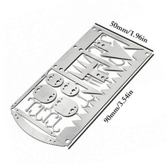 Sirius Survival credit-card multitool opened showing all 22 tools