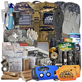 Sirius Survival pre packed bug out backpack front view, ready for quick grab-and-go.