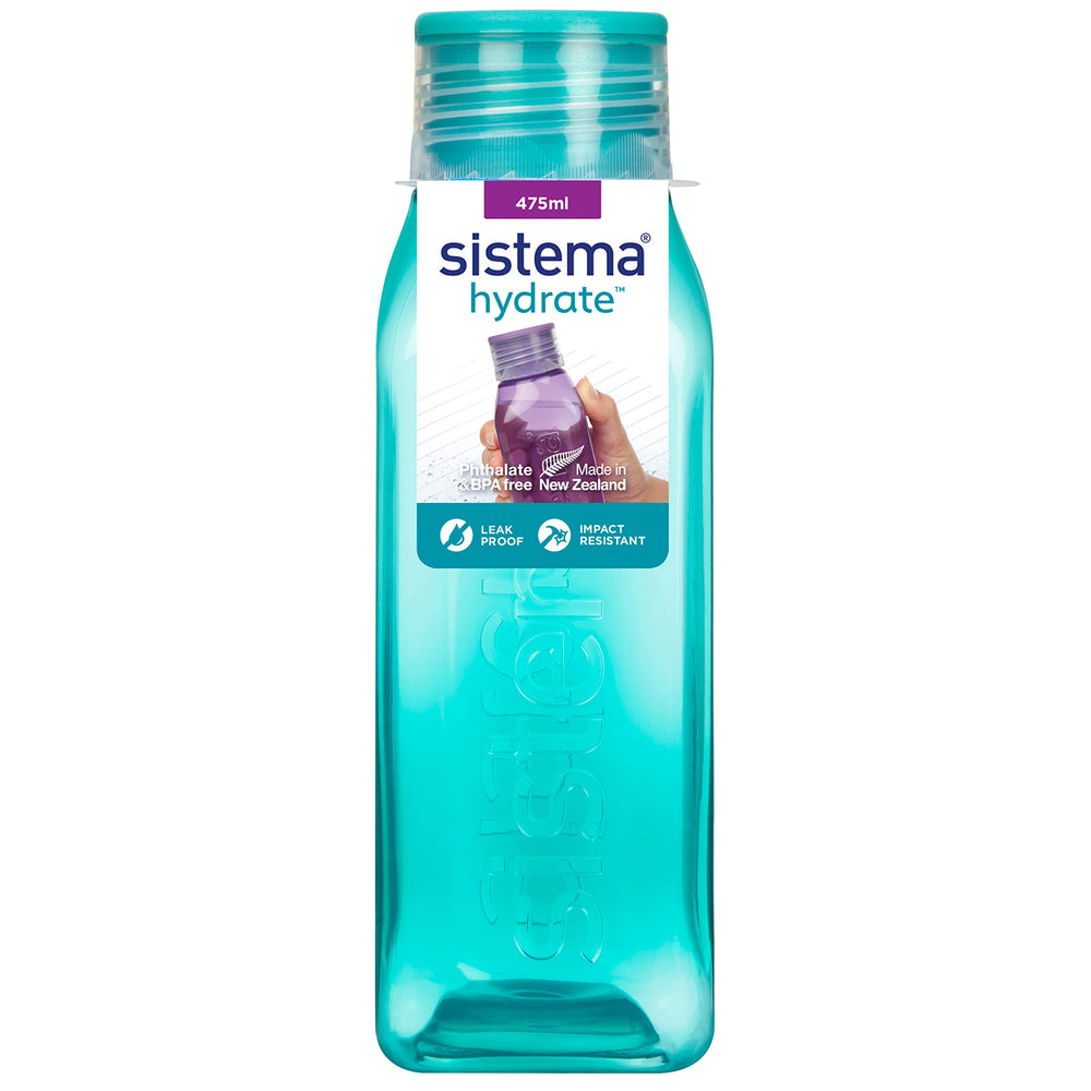 Sistema BPA Free Stackable Square Bottle 475ml for on-the-go hydration