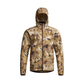 SITKA Alpha Fleece Hooded Jacket front view shows rugged mid-layer for outdoor use